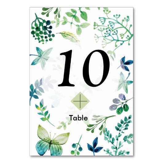 Numéro De Table Feuilles d'aquarelle et papillons Jungle (Par défaut)