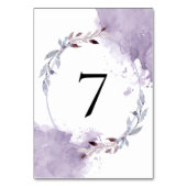Numéro De Table Feuilles d'aquarelle violet Mariage de trame (Dos)