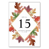 Numéro De Table Feuilles d'automne rustique Mariage personnalisé (Dos)