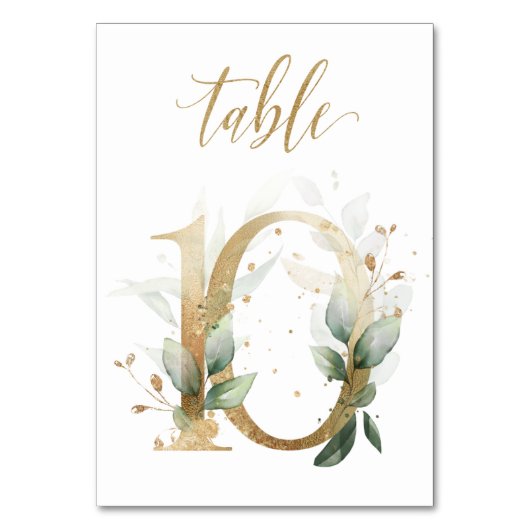 Numéro De Table Feuilles d'or vert Tableau 10, Numéro de tableau (Par défaut)