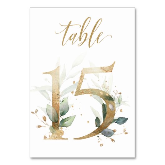 Numéro De Table Feuilles d'or vert Tableau 15, Numéro de tableau (Par défaut)
