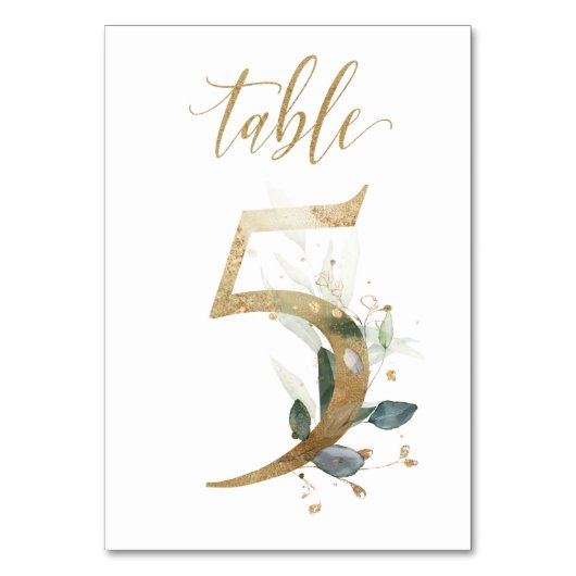 Numéro De Table Feuilles d'or vert Tableau 5, Numéro de tableau (Par défaut)