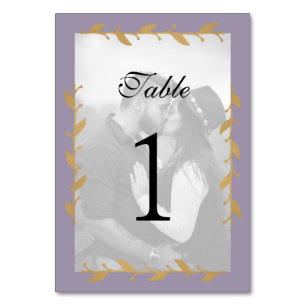 Numéro De Table Feuilles dorées de photo moderne violette