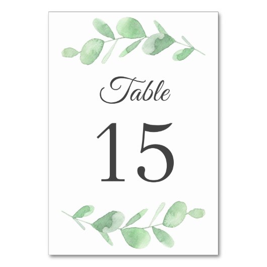 Numéro De Table Feuilles eucalyptus. Mariage forestier simple (Par défaut)