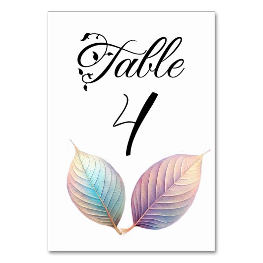 Numéro De Table Feuilles iridescentes pastel Mariage pastels de rê (Par défaut)
