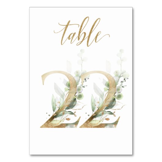 Numéro de table Feuilles Or Vert Table 22, Numéro (Par défaut)