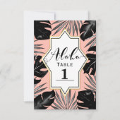 Numéro de table Feuilles tropicales noires et or c (Devant)