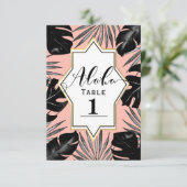Numéro de table Feuilles tropicales noires et or c (Debout devant)