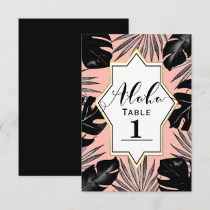 Numéro de table Feuilles tropicales noires et or c