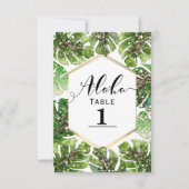 Numéro de table feuilles tropicales paillettes dor (Devant)