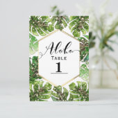 Numéro de table feuilles tropicales paillettes dor (Debout devant)