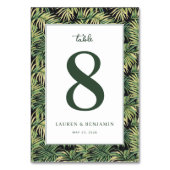 Numéro De Table Feuilles tropicales vertes élégantes (Dos)