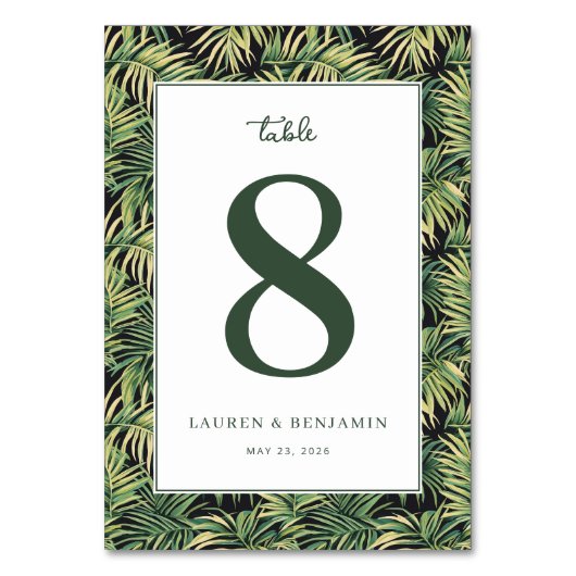 Numéro De Table Feuilles tropicales vertes élégantes (Par défaut)