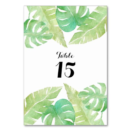 Numéro De Table Feuilles tropicaux en aquarelle (Dos)
