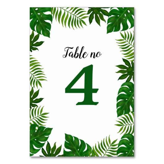 Numéro De Table Feuilles tropicaux | MARIAGE (Dos)