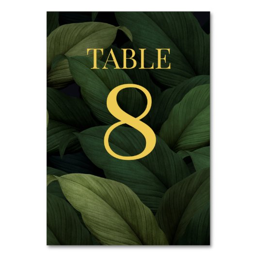 Numéro De Table Feuilles tropicaux vert foncé (Par défaut)