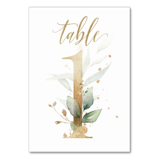 Numéro De Table Feuilles Vertes Or Table1, (Par défaut)