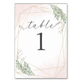 Numéro De Table Feuilles Vertes & Table Numéro Blush (Dos)