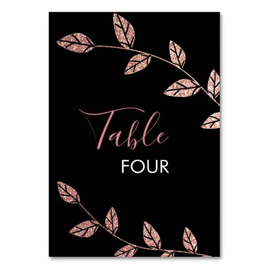 Numéro De Table Fil doré rose Ruban pailleté Glam Noir (Par défaut)
