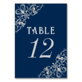 Numéro De Table Filigree Art déco | Navy Blue and Silver Grey (Par défaut)