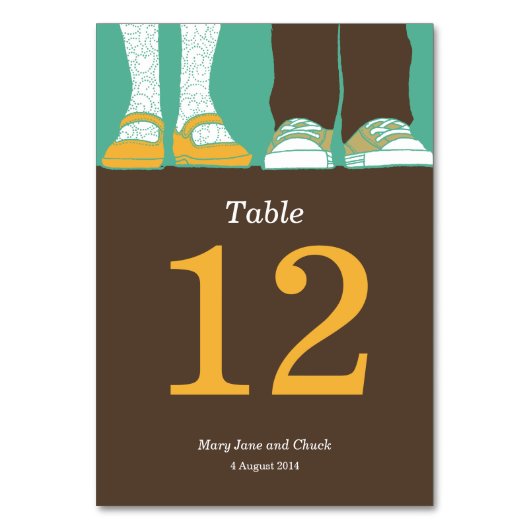 Numéro De Table Fille Chaussures et Baskets Mariage illustré (Mint (Dos)