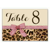 Numéro De Table Fille Empreinte de léopard Bébé rose Bow Numéro de (Dos)