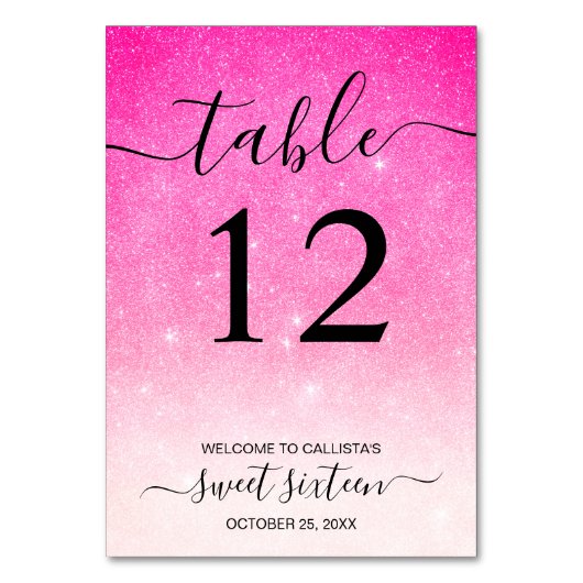 Numéro De Table Fille Neon rose Parties scintillant blanche Ombre (Par défaut)