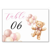 Numéro De Table Fille Ourson Rose Maman est là (Devant)