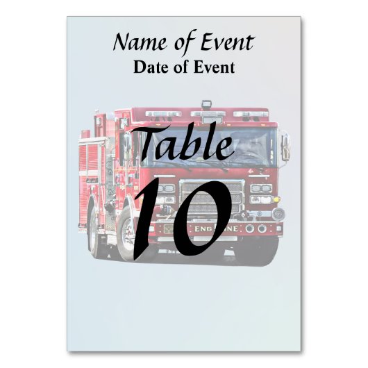 Numéro De Table Fire Engine (Dos)