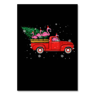 Numéro De Table Flamant rose équitation Camion Rouge Noël Noël Noë