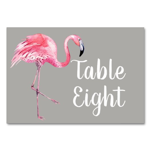 Numéro De Table Flamant rose sur Grey (Devant)