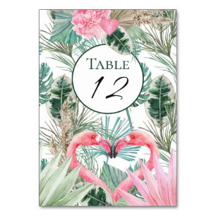 Numéro De Table Flamants roses rose tropical Mariage