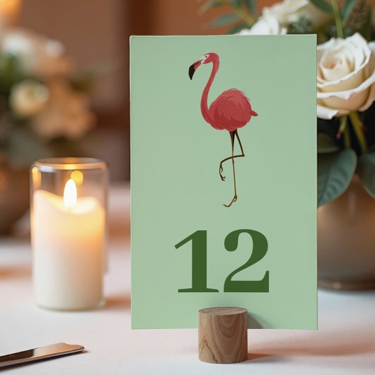 Numéro De Table Flamingo Tropics Coastal Green Beach Wedding