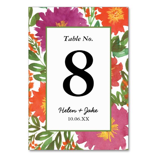 Numéro De Table Fleur aquarelle (Par défaut)