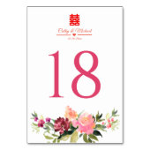 Numéro De Table Fleur aquarelle double bonheur mariage chinois (Par défaut)