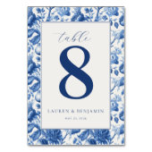 Numéro De Table Fleur Bleu Élégant (Dos)