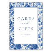 Numéro De Table Fleur Bleu Élégant (Dos)