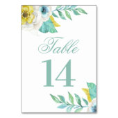Numéro De Table Fleur bleue et jaune. Mariage à la menthe (Par défaut)