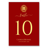 Numéro De Table Fleur couronne rouge double bonheur mariage chinoi (Par défaut)