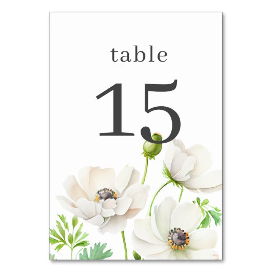 Numéro de table Fleur d'Anémone Blanche (Par défaut)