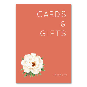 Numéro De Table Fleur d'aquarelle de corail reconnaissant