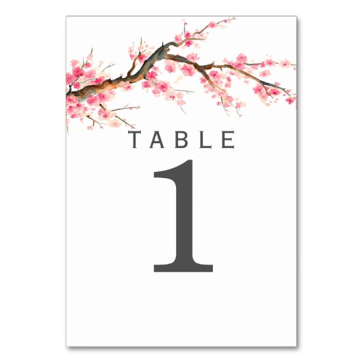 Numéro De Table Fleur de cerisier d'aquarelle (Dos)