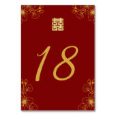 Numéro De Table Fleur de cerisier mariage rouge chinois (Dos)