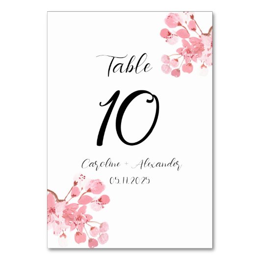 Numéro De Table Fleur de cerisier Moderne Oriental Sakura Mariage  (Par défaut)