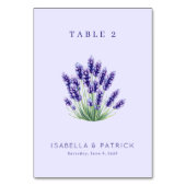 Numéro De Table Fleur de Lavande Aquarelle Sérène (Dos)