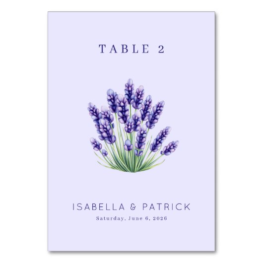 Numéro De Table Fleur de Lavande Aquarelle Sérène (Par défaut)