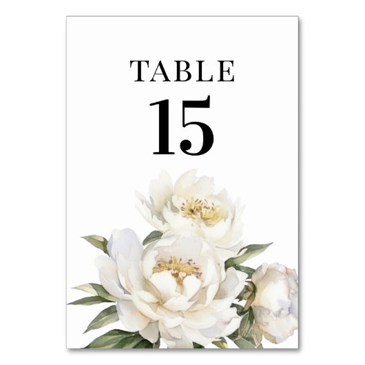 Numéro De Table Fleur de pivoine blanche Numéro de tableau (Par défaut)