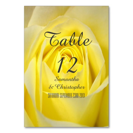 Numéro De Table Fleur de rose jaune clair mariage (Par défaut)