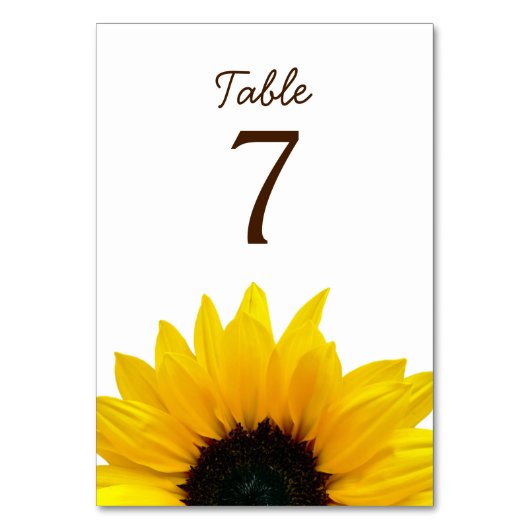 Numéro De Table Fleur de tournesol jaune Blanc Mariage Brown (Dos)