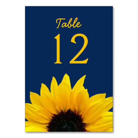 Numéro De Table Fleur de tournesol jaune Mariage bleu marine (Par défaut)